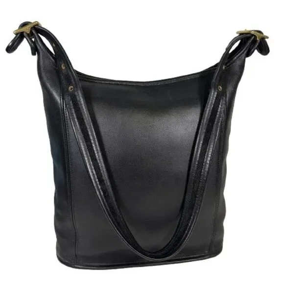 Vintage Coach 9060 Legacy Slim Duffle Sac Black Leather Shoulder 